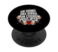 Un Uomo, Una Birra, Un Cuore Pugliese PopSockets PopGrip Adhésif