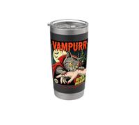 Un vampire mord à nouveau, cette fois, c'est son chat d'Halloween purronal Gobelet isotherme en acier inoxydable double paroi