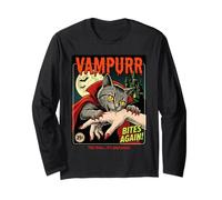 Un Vampire Mord à Nouveau, Cette Fois, C'est Son Chat d'halloween purronal Manche Longue