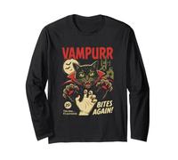 Un Vampire Mord à Nouveau Une Goule d'halloween avec Un Chat Effrayant Manche Longue