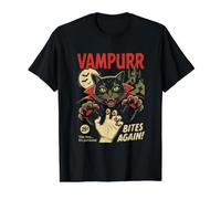 Un Vampire Mord à Nouveau Une Goule d'halloween avec Un Chat Effrayant T-Shirt Graphique avec Valeur, Homme, Noir, XL