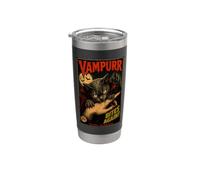 Un vampire mord encore une fois, cette fois, un chat vampire drôle et purronal Gobelet isotherme en acier inoxydable double paroi
