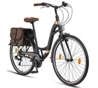 Un vélo de ville pour femme de 26 pouces avec cadre en aluminium [Noir, 26 pouces]