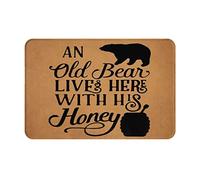 Un Vieil Ours VIT Ici avec Son Miel (Drôle) Paillasson Intérieur Anti-Salissures Tapis De Douche Absorbant Welcome Paillassons pour Extérieur Couloir Salon 40X60Cm