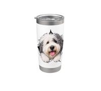Un vieux chien de berger anglais drôle jetant un coup d'œil mignon pour les amoureux des chiens, maman et papa Gobelet isotherme en acier inoxydable double paroi