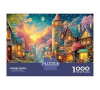 Un Village Magique sous la Lune Puzzle De 1000 Pièces Ville européenne Qualité Premium, Excellent Jeu pour Adultes Et Enfants 38x26cm/1000pcs
