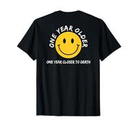Un visage macabre et heureux, un an de plus, un an plus près de la mort T-Shirt