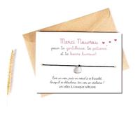 Un Voeu à Chaque Noeud BRACELET NOUNOU PORTE BONHEUR + CARTE MERCI NOUNOU - Original Idée Cadeau Nourrice Crèche Assistante maternelle puéricultrice école enfant