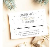 Un Voeu à Chaque Noeud Carte Joyeux Noël à la plus chouette nounou et son Bracelet porte-bonheur - Nourrice Crèche Assistante maternelle