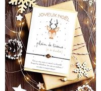 Un Voeu à Chaque Noeud Carte Joyeux Noël plein de bisous et de chocolat et son Bracelet porte-bonheur - Idée Cadeau Noel Invité Homme Original