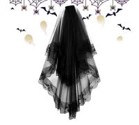 Un Voile de Mariage Noir, Accessoire de Coiffure Court Floral avec Peigne