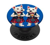 Un West Highland Terrier passe la nuit avec un verre de whisky PopSockets PopGrip Adhésif