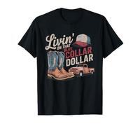 Un Western drôle Qui VIT avec ce Dollar à col Bleu T-Shirt