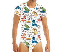 Una ABDL Body pour bébé Motif dinosaure - Bleu - M