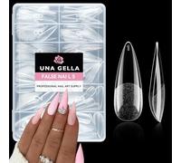 UNA GELLA Capsule Americaine Ongle Amande, 216 Pièces 12 Tailles Préformé Capsule Ongles Stiletto Long Capsule pour Extensions Acryliques & Dip DIY Salon Professionnel