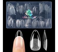 UNA GELLA Capsule Américaine Ongle Amande Moyenne, 120 PCS 12 Tailles Full Cover Capsules Ongles, Soft Gel Claires, Press-On pour DIY et Salon