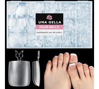 UNA GELLA Capsule Américaine Ongle Pieds Carrés, 504 Pièces 15 Tailles, Gel Doux Full Cover pour Orteils, Autocollants Acryliques Soak Off pour Pédicure et DIY