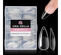 UNA GELLA Capsule Americaine Ongle Stiletto Moyenne, 216 Pièces 12 Tailles Capsules Ongles Amande Extrémités Full Cover pour Extensions Professionnelles