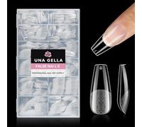 UNA GELLA Capsule Americaine Ongles Medium Ballerine, 216 Pièces 12 Tailles Faux Ongles Gel Souple Préalimées Coffin Full Cover Capsule Américaine pour Extension Ongle, Press On pour Manucure DIY
