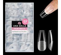UNA GELLA Capsules Américaines Ongles Medium Ballerine, 312 Pièces 12 Tailles Faux Ongles en Gel Souple Préalimés, Coffin Full Cover pour Extension d’Ongles, Press On pour Manucure DIY à la Maison