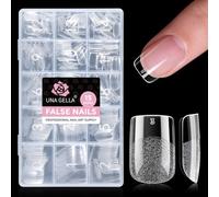 UNA GELLA Capsules gel ongle carré court, 300 pcs 15 tailles Capsules américaines ongle/capsule américaine soft gel pour extension d’ongles DIY et salon
