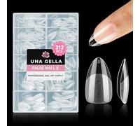 UNA GELLA Capsules Ongles Amande Courtes, 312 PCS 12 Tailles Capsules Ongle s Almond, Pré-limées Claires Ongles Sans Courbure C, Full Cover pour Extension Ongle s, DIY Maison et Salon