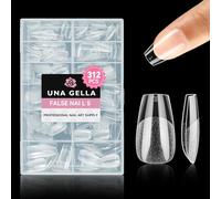 UNA GELLA Capsules Ongles Ballerina Courts, 312 pièces 12 Tailles Demi-Mat Capsule Américaine Ongle, Complètement Couvert, Press-on Nails pour Extension Acrylique DIY.