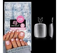 UNA GELLA Faux Ongles Pieds Carrée, 216 Pièces 15 Tailles Capsule Americaine Ongle Pied Orteils Soft Gel Doux Autocollant pour Pédicure et Extensions DIY
