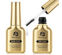 UNA GELLA Top Coat et Base Coat Gel UV, Kit Vernis Semi Permanent No Wipe, Finition Ultra Brillante, Base Adhérente Sans Acide, Renforce les Ongles, Soak Off, Manucure Professionnelle, 2PCS