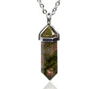 Unakite Gemstone Gemstone Hexagonal Pointu du Chakra Pendentif 18 & Quot; Conception Pratique