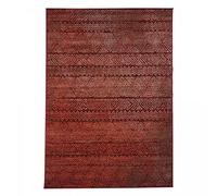 UnAmourDeTapis Tapis Berbère Style, 80 X 150 Cm, Motif Berbère Graphique À Bandes, Rouge, Poils Ras Chambre, Tissé Machine en Belgique, Style Bohème Chic, 3639