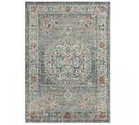 UnAmourDeTapis Tapis Exterieur, 200 X 290 Cm, Gris, Bleu, Motif Oriental, Style Kilim Vintage, Tissé en Turquie, Idéal Terrasse Jardin pour Déco, 7426
