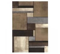 UnAmourDeTapis Tapis Grand Salon, 280 X 380 Cm, Motif Géométrique Graphique Patchwork, Marron Noir Beige, Poils Ras, Tissé en Turquie, Style Moderne, 11352