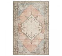 UnAmourDeTapis Tapis Orient Style, 200 X 290 Cm, Motif Oriental, Bleu, Beige, Rose, Grand Salon, Polyester, Poils Ras, Tissé en Turquie, 8166