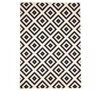 UnAmourDeTapis Tapis Salon, 140 X 200 Cm, Polypropylène, Motif Scandinave Losanges Graphiques, Crème, Poils Ras Tissé en Belgique, Décoration Accueillante, 2912