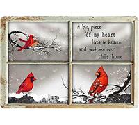 UNBARD Plaque vintage en étain Cardinal Bird3 Out Side The Window A Big Piece of My Heart Lives in Heaven and Watches Over This Décoration pour la maison 20,3 x 30,5 cm