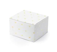 Unbekannt 10 BOITES Carton Blanc Coeurs DORÉES 6X3.5X5.5CM