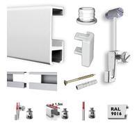 Unbekannt 15m Set Complet Rail pour Tableaux Rails pour Images et Galeries avec Accessoires en Blanc Ou Argent