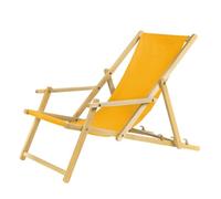 Unbekannt Chaise longue de jardin pliante en bois de hêtre avec accoudoirs et système de sécurité Jaune
