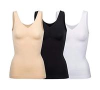Unbekannt Chemise sans couture pour femme avec zones de soutien pour le ventre et la taille. Noir, blanc, peau., Blanc., 40-42