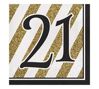 Unbekannt Creative Converting Lot de 16 Serviettes de Table en Papier Moderne 6 1/2 in Schwarz/Goldfarben