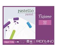 Unbekannt Fabriano Tiziano Lot de 24 feuilles de papier pastel Blanc 30,5 x 41 cm 160 g/m² Haute résistance à l'acide et au vieillissement Surface rugueuse adhérente 30,5 x 41 cm