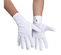 Unbekannt Gants en coton blanc avec bouton pression et passepoil Taille M et L Gants Accessoires de déguisement (M)
