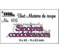 Unbekannt Inconnu Crealies Tekstans (FR) Sinceres Condoleances 9 x 42-9 x 63 mm