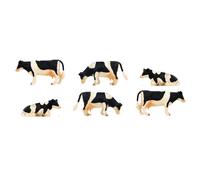 Kids Globe - 570009 - Set De 6 Vaches - Debout et Couchées - Coffret Cadeau - Échelle 1/32 - Noire/Blanc, Les Couleurs Peuvent Légèrement Variées