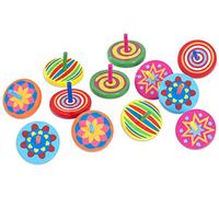 Unbekannt Lot de 12 toupies en bois multicolores pour enfant - Jouet - Petit cadeau d'anniversaire d'enfant