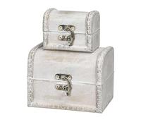 Unbekannt Lot de 2 coffres en bois blanc - Avec couvercle - Style shabby chic - Style maison de campagne vintage