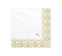 Unbekannt Lot de 20 Serviettes de Table 33 x 33 cm avec Ornements pour Communion, Confirmation, baptême