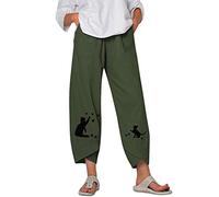 Unbekannt Pantalon de handball pour femme - Pantalon ample avec imprimé vintage - Taille élastique - Pantacourt de loisirs - Pantalon pour femme avec poches sur les côtés, 5 ans, 3XL