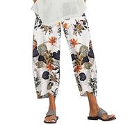Unbekannt Pantalon de handball pour femme - Pantalon ample avec imprimé vintage - Taille élastique - Pantacourt de loisirs - Pantalon pour femme avec poches sur les côtés, 3-Jaune., 5XL
